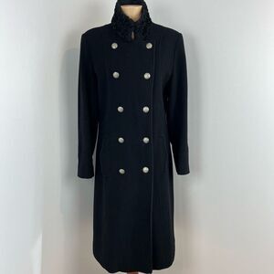 Vintage Giuliana Women’s 8 Black Virgin Wool Double Breasted Cashmere Overcoat